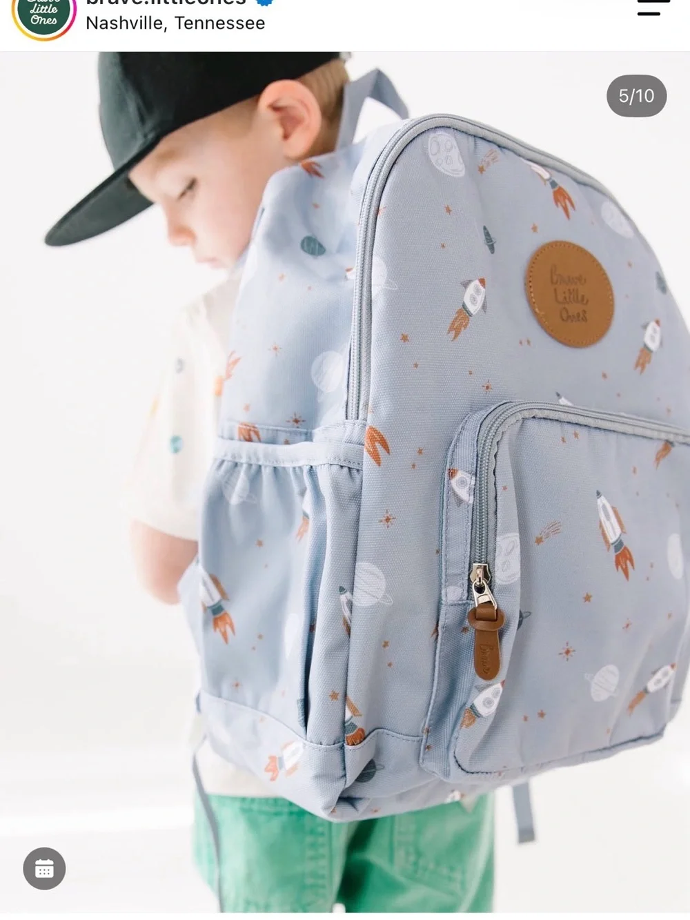 Light Blue Rocket Kids Backpack